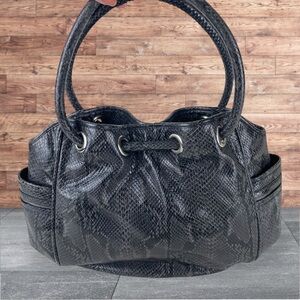 Cole Haan Hobo Snake Satchel Large Bag Gray Double Handle Nice